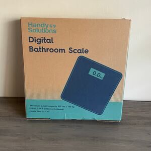 Handy Solutions Digital Bathroom Scale Gray 11x11 LCD Display NWT Glass Scale